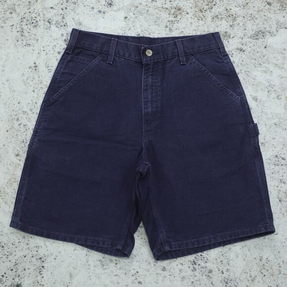 RARE Vintage Carhartt B25 MDT Midnight Blue Carpenter Shorts 30x8.5 - Picture 2 of 14